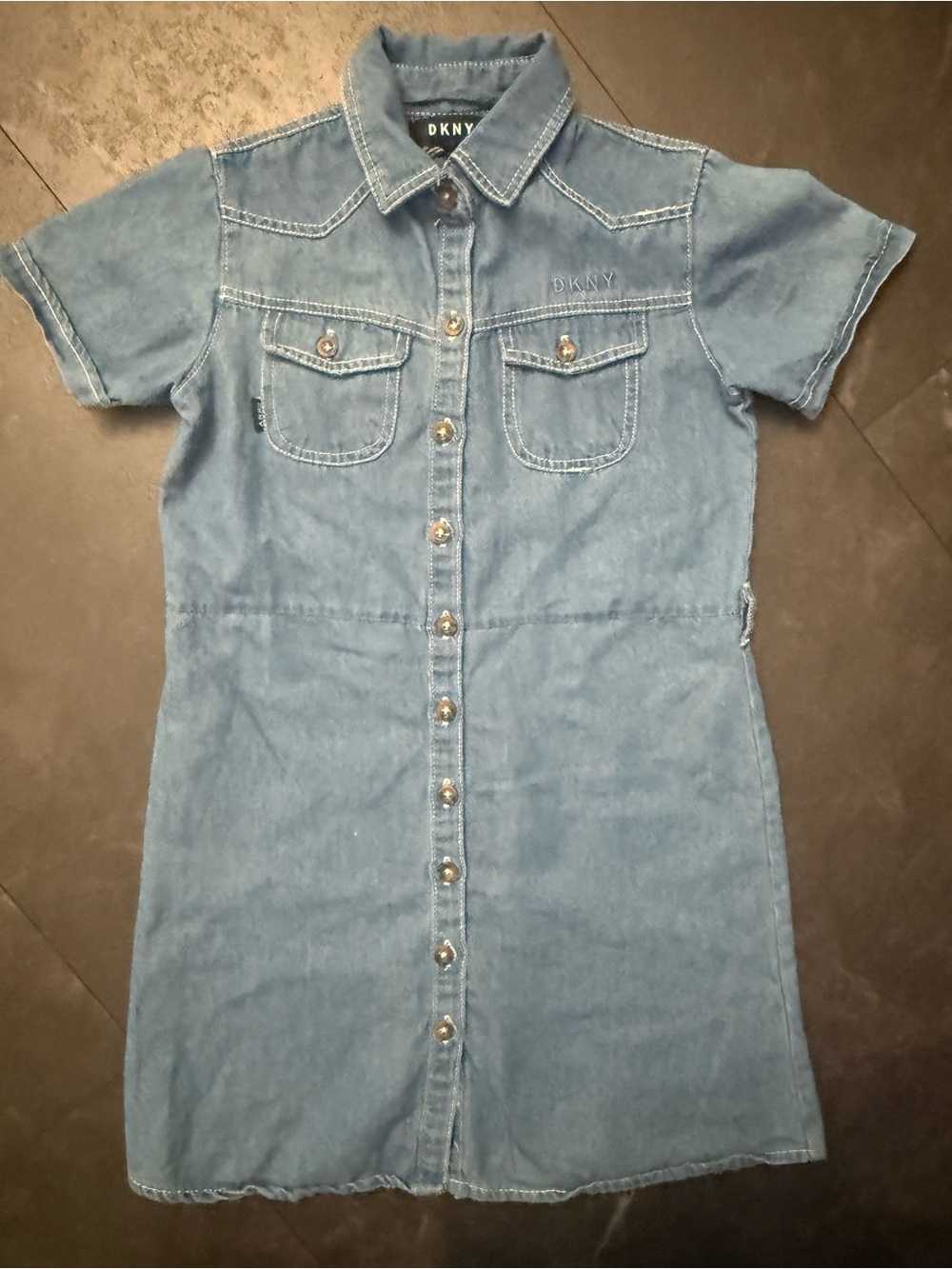 DKNY Light Blue Denim Kids Shirt Dress Size 8
